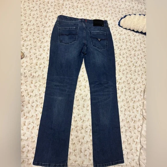 Guess Blue Straight Leg Jeans with Distressed Details - Picture 5 of 7